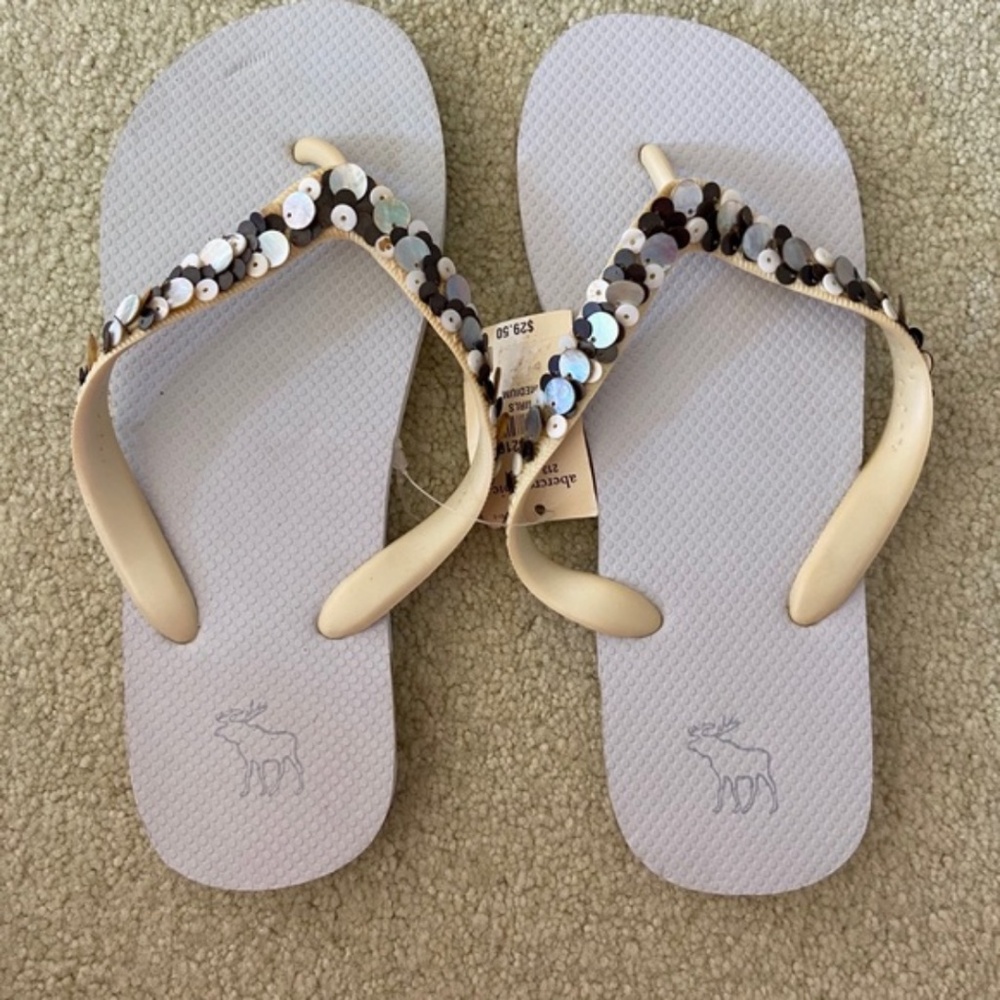 White Abercrombie Flip Flops - Size M